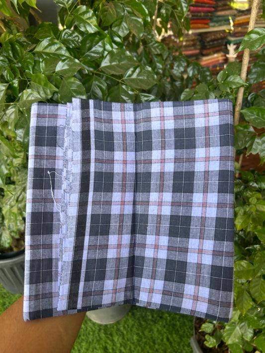 Premium Kathar Type Mund Pure cotton - Kaitharikada - Single Kaily / Lungi - 0.5 inch White Border with Blue , Maroon, Sky Blue & White Stripes body (2 meter / 4 muzham) - 32 KK8039 MUT