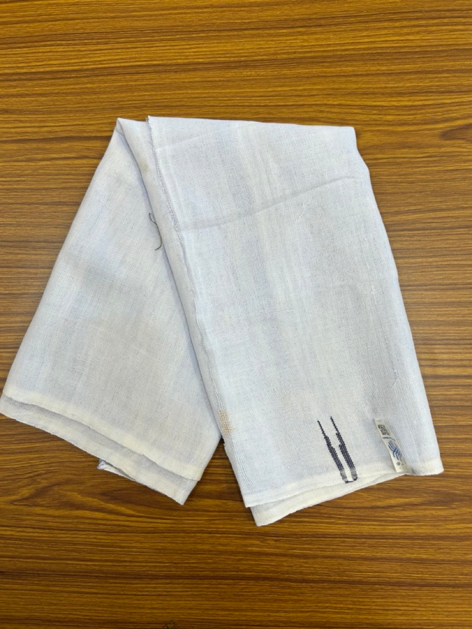 Kaitharikada - HANDLOOM Pure Cotton Kerala Towel - Thorthu - White Body & Navy Blue Chutty Kara - 7 KK5198 ELA