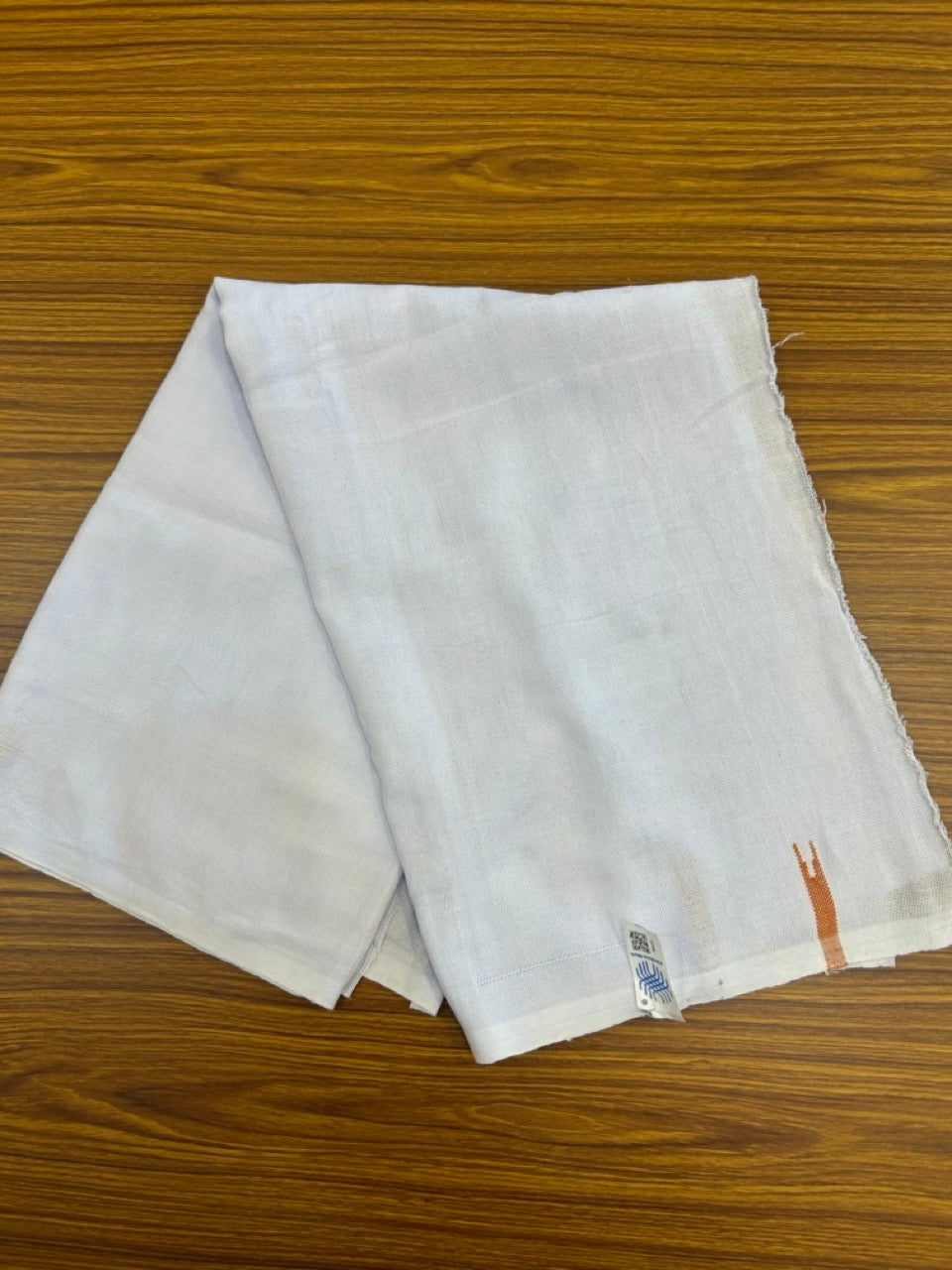 Kaitharikada - HANDLOOM Pure Cotton Kerala Towel - Thorthu - White Body & Orange Chutty Kara - 10 KK5198 ELA