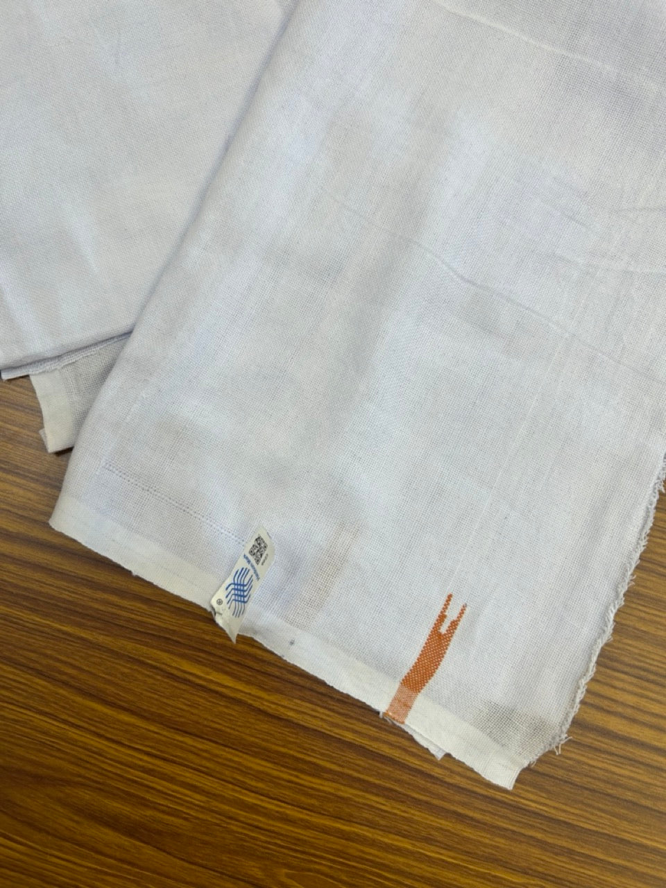 Kaitharikada - HANDLOOM Pure Cotton Kerala Towel - Thorthu - White Body & Orange Chutty Kara - 10 KK5198 ELA