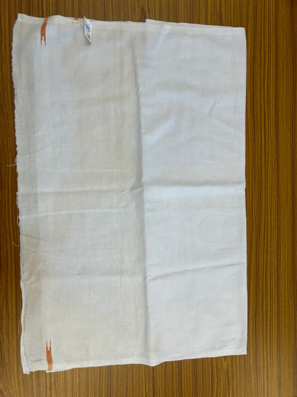 Kaitharikada - HANDLOOM Pure Cotton Kerala Towel - Thorthu - White Body & Orange Chutty Kara - 10 KK5198 ELA