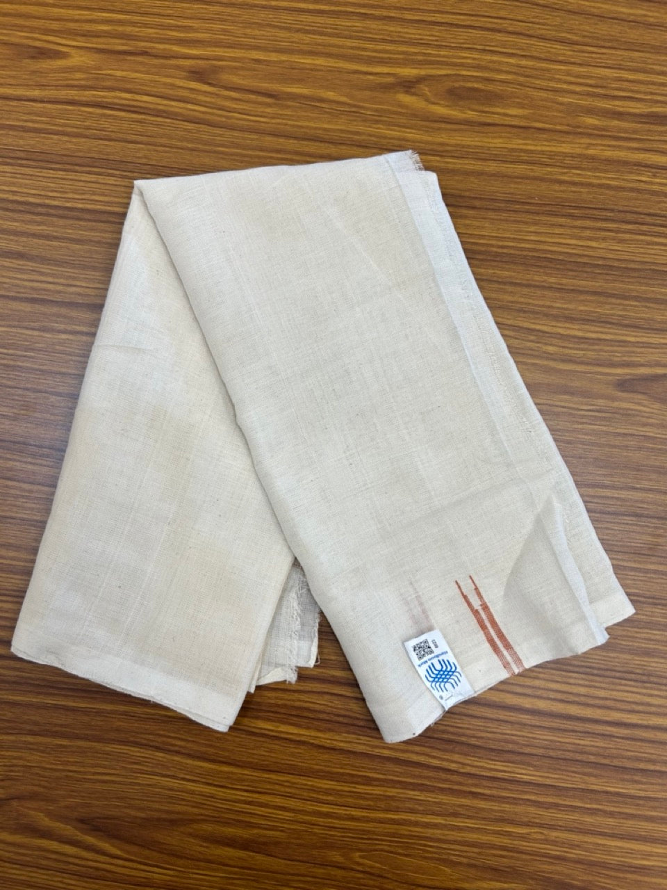 Kaitharikada - HANDLOOM Pure Cotton Kerala Towel - Thorthu - Off White Body & Light Brown Chutty Kara - 11 KK5198 ELA