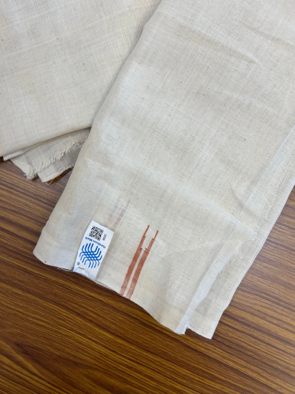 Kaitharikada - HANDLOOM Pure Cotton Kerala Towel - Thorthu - Off White Body & Light Brown Chutty Kara - 11 KK5198 ELA