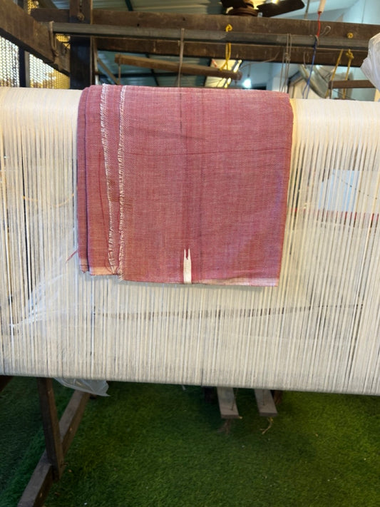 Kaitharikada - Handloom Pure Cotton Kerala Towel - Thorthu - Reddish maroon Body & Chutty Kara - 1 KK5198 ELA
