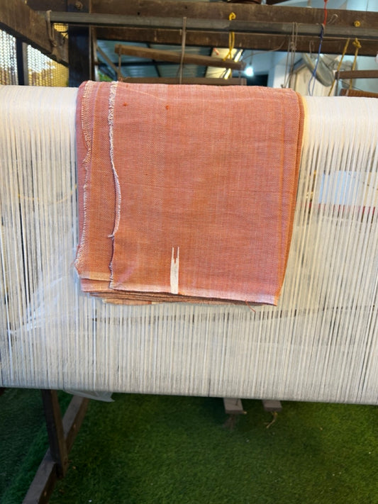 Kaitharikada - Handloom Pure Cotton Kerala Towel - Thorthu - Light Orange Body & Chutty Kara - 3 KK5198 ELA