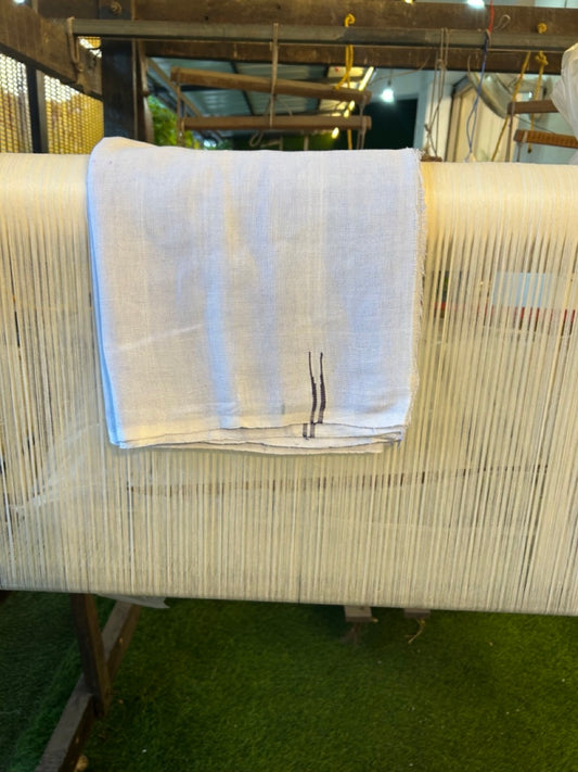 Kaitharikada - HANDLOOM Pure Cotton Kerala Towel - Thorthu - White Body & Navy Blue Chutty Kara - 7 KK5198 ELA