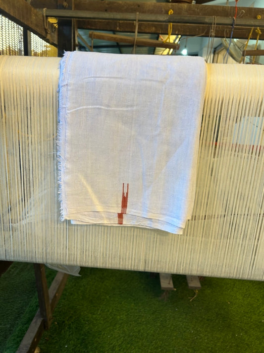 Kaitharikada - HANDLOOM Pure Cotton Kerala Towel - Thorthu - White Body & Brick Red Chutty Kara - 8 KK5198 ELA