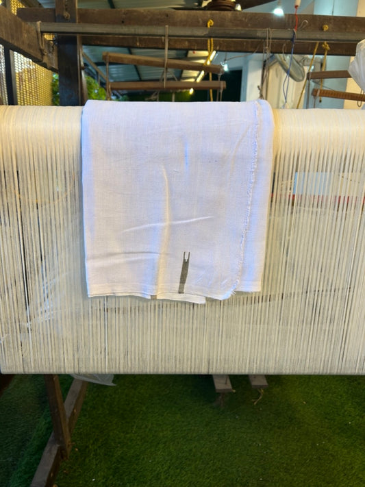 Kaitharikada - HANDLOOM Pure Cotton Kerala Towel - Thorthu - White Body & Olive Green Chutty Kara - 9 KK5198 ELA