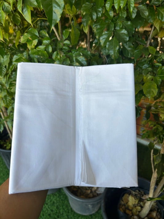20% OFFER! PARMAS DHOTI (No Border) KaithariKada Balaramapuram 100% Cotton Double PURE WHITE  - Mundu/Dhoti-100x80 - without kara - 6KK5146ASH