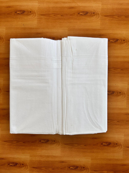 Double Pure White 25% Discount ! KaithariKada Handloom Millpaav - Kerala Handloom - 100% Pure Cotton - 80x90 - 1.5 cm White Kara 3.90 mtr (8.36 Muzham) - 44 KK5496 YAR