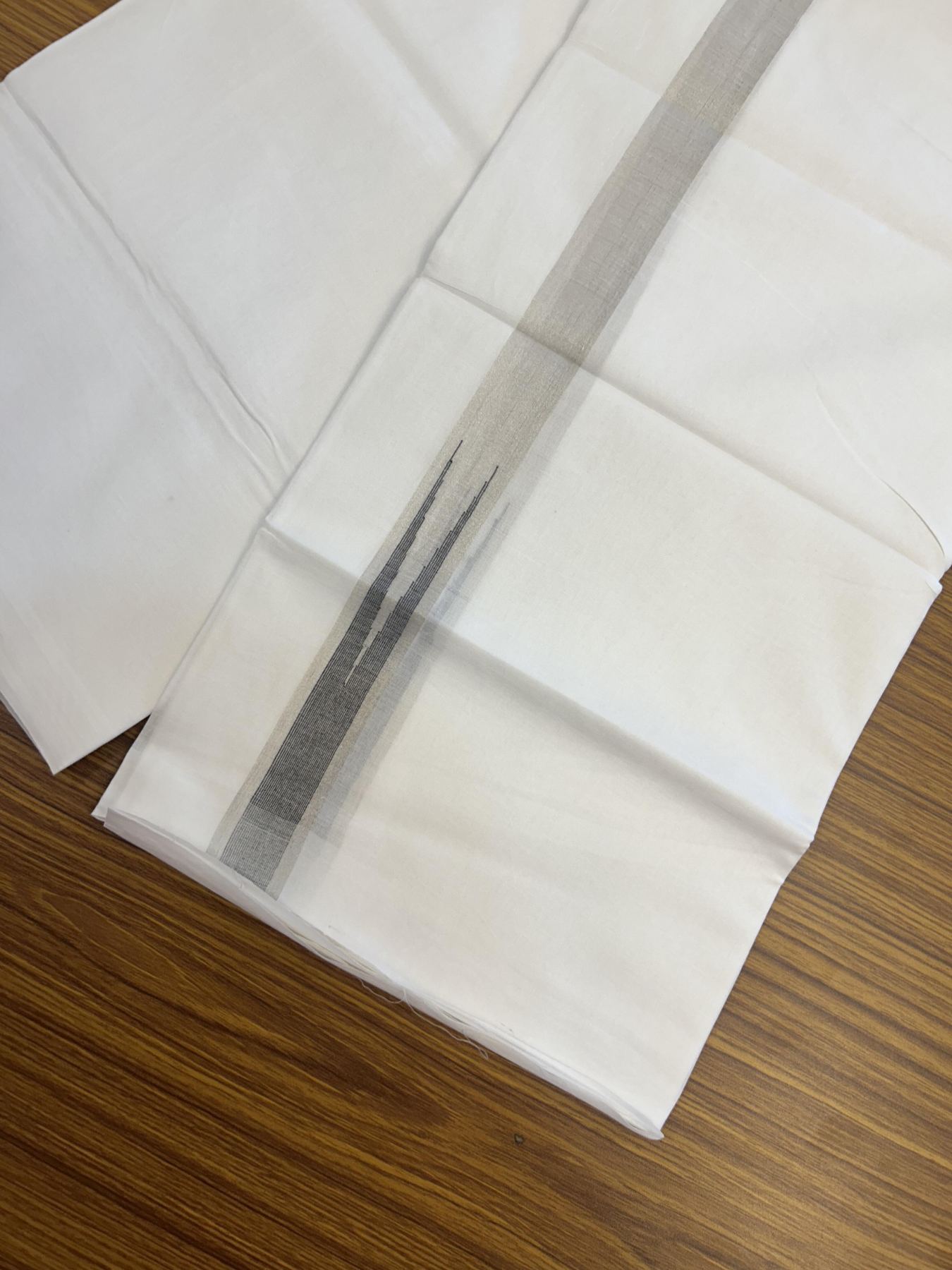 20% Discount ! Kaitharikada Balaramapuram 100% Cotton Pure White Double Mundu/Dothi - 100x80 - 1 inch Puliyilakkara Silver Kasav & Brown Chutty Kara 3.90 mtr (8 muzham) - 62 KK5356 VAS