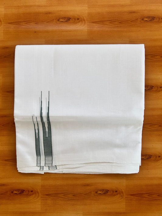 Double Pure White 25% Discount ! KaithariKada Handloom Millpaav - Kerala Handloom - 100% Pure Cotton - 80x90 - 0.5 inch Puliyilakkara Teal Green Double Chutty Kara 3.90 mtr (8.36 Muzham) - 43 KK5496 YAR
