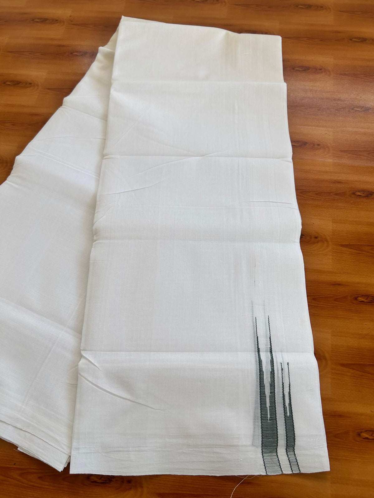Double Pure White 25% Discount ! KaithariKada Handloom Millpaav - Kerala Handloom - 100% Pure Cotton - 80x90 - 0.5 inch Puliyilakkara Teal Green Double Chutty Kara 3.90 mtr (8.36 Muzham) - 43 KK5496 YAR
