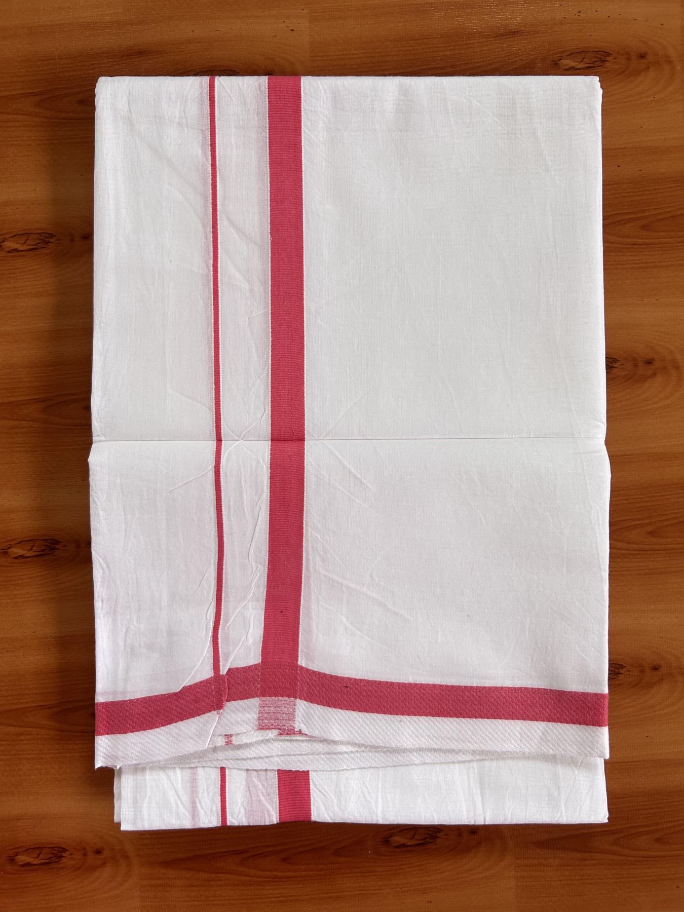 Single Pure White Mundu/Dhoti - KaithariKada Balaramapuram Pure Cotton - 70x30 - 0.5 Inch Rose Kara 1.90 mtr (4 muzham) - 7 KK5418 PMC