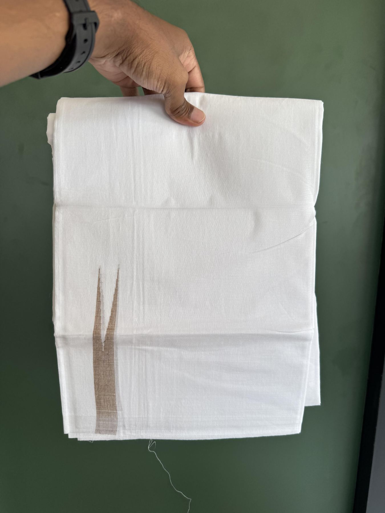 Double Pure White Mundu/Dhoti - 20% Discount !! KaithariKada Balaramapuram 100% Cotton - 100x80 - 2 cm Peanut Brown Stripes Chutty Kara 3.80 mtr (8 muzham) - 6 KK5411 CKS