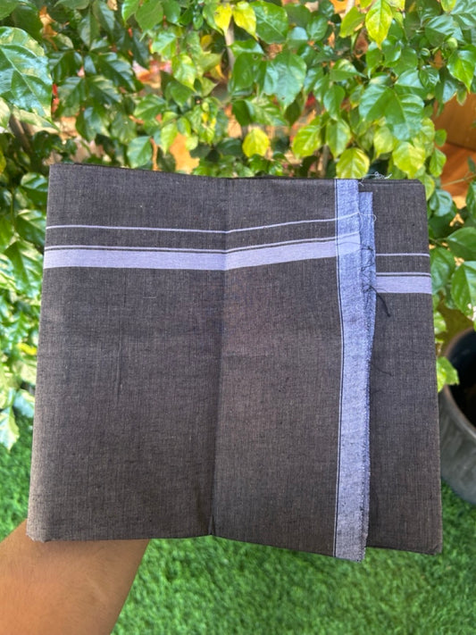 10% Discount ! Kaitharikada Pure Cotton - Kaily / Lungi - (40s) - 0.5 inch White Shaded Kara with Shaded Black & grey colour body (2 meter / 4 muzham) - 9 KK8029 GAN