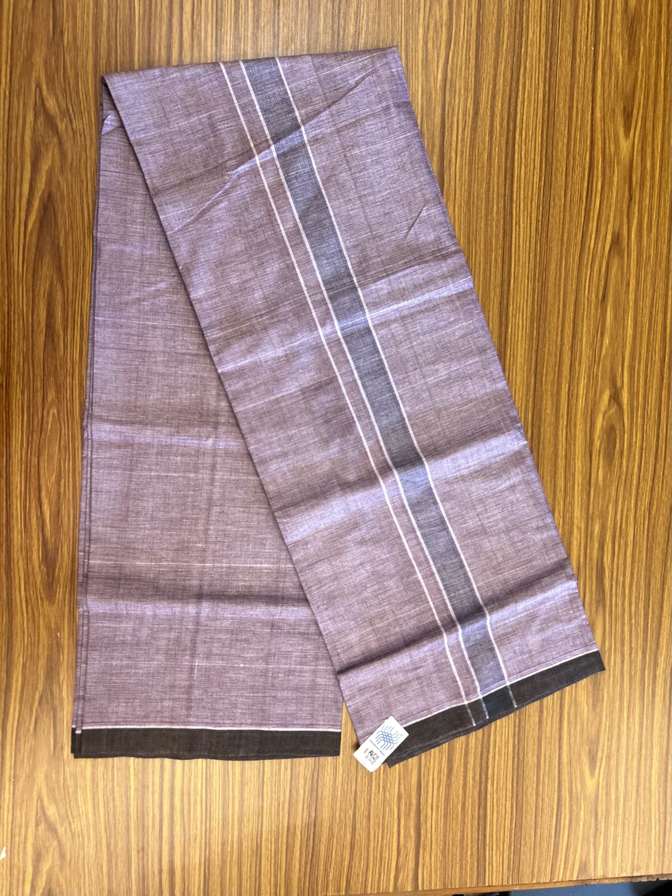Kerala Handloom - Signature Kaitharikada - Government Sealed Hallmarked - 100% Pure Cotton 2/60x40s Thread - Single Mundu / Dhoti - 1.25 inch Dark Purple Shaded Striped Kara with Deep Violet colour Body - 18 KK8046 KAL