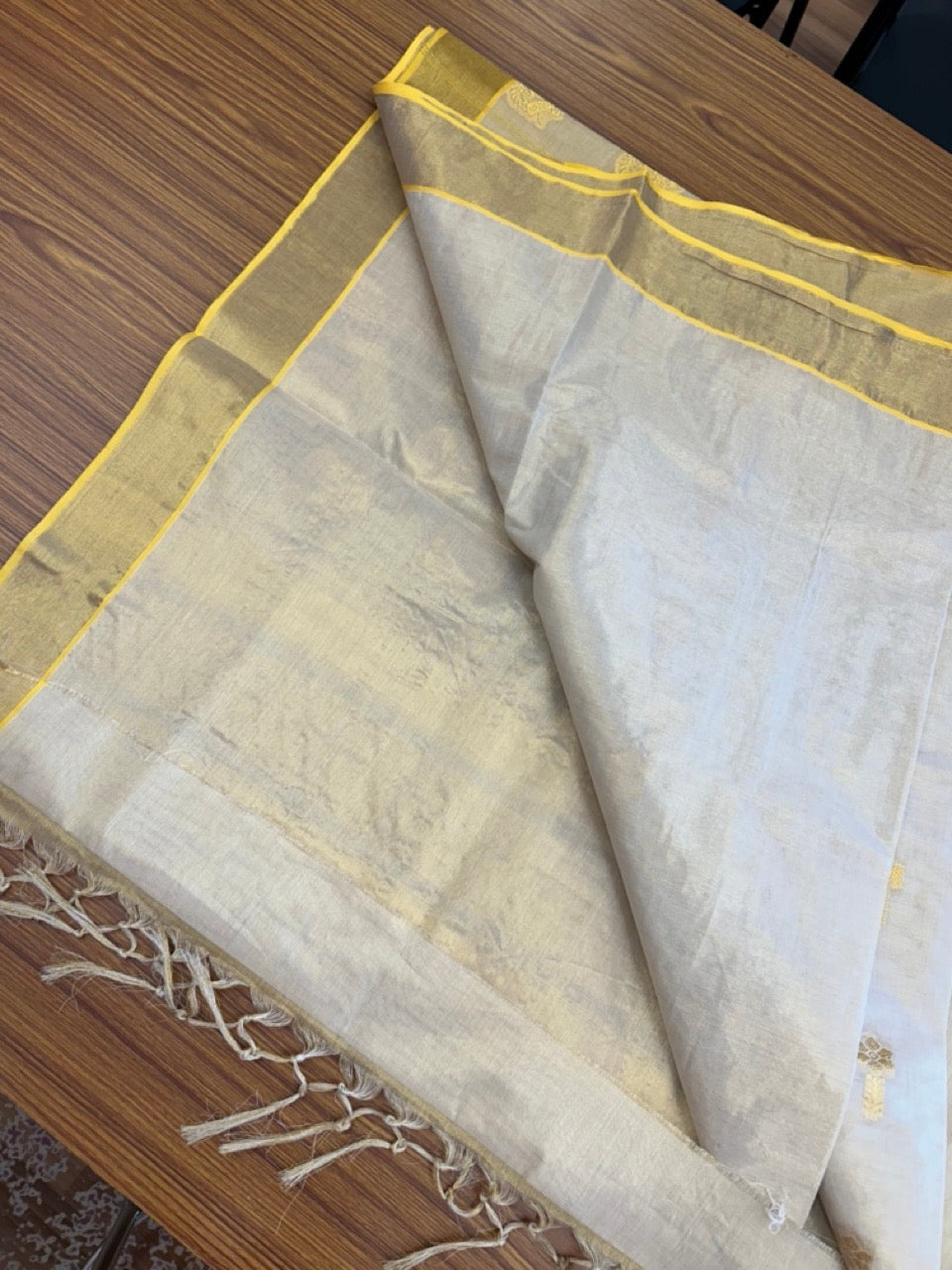 35% Discount! Kaitharikada Kerala Saree for Women 100% Pure Cotton - Kasavu Tissue - Gold Kasavu DESIGN WITH KUNJALAM Kara - 1 KK7156 PMC