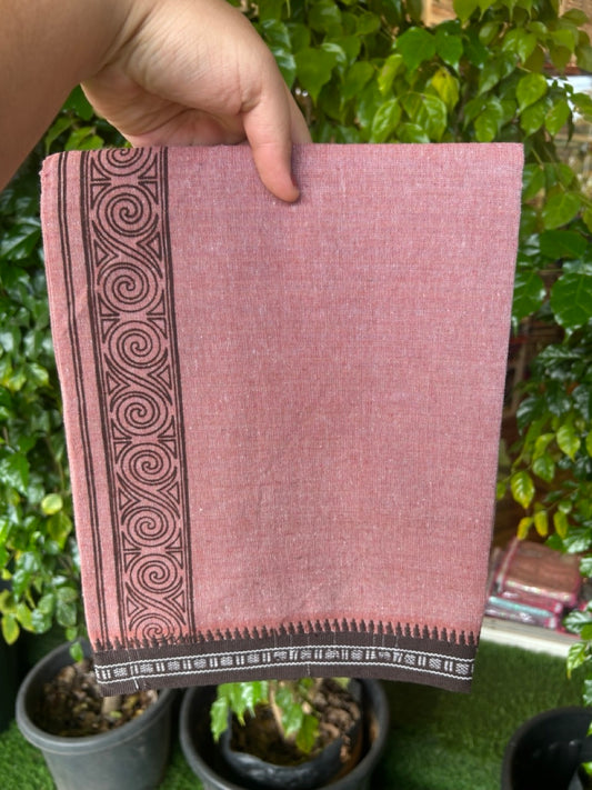18% Discount!!! Kaitharikada Pure Cotton - Single Kaily / Lungi - 1.75 inch Brown printed kuppadam Border with Kavi colour body  (2 meter / 4 muzham)- 16KK8023 AS