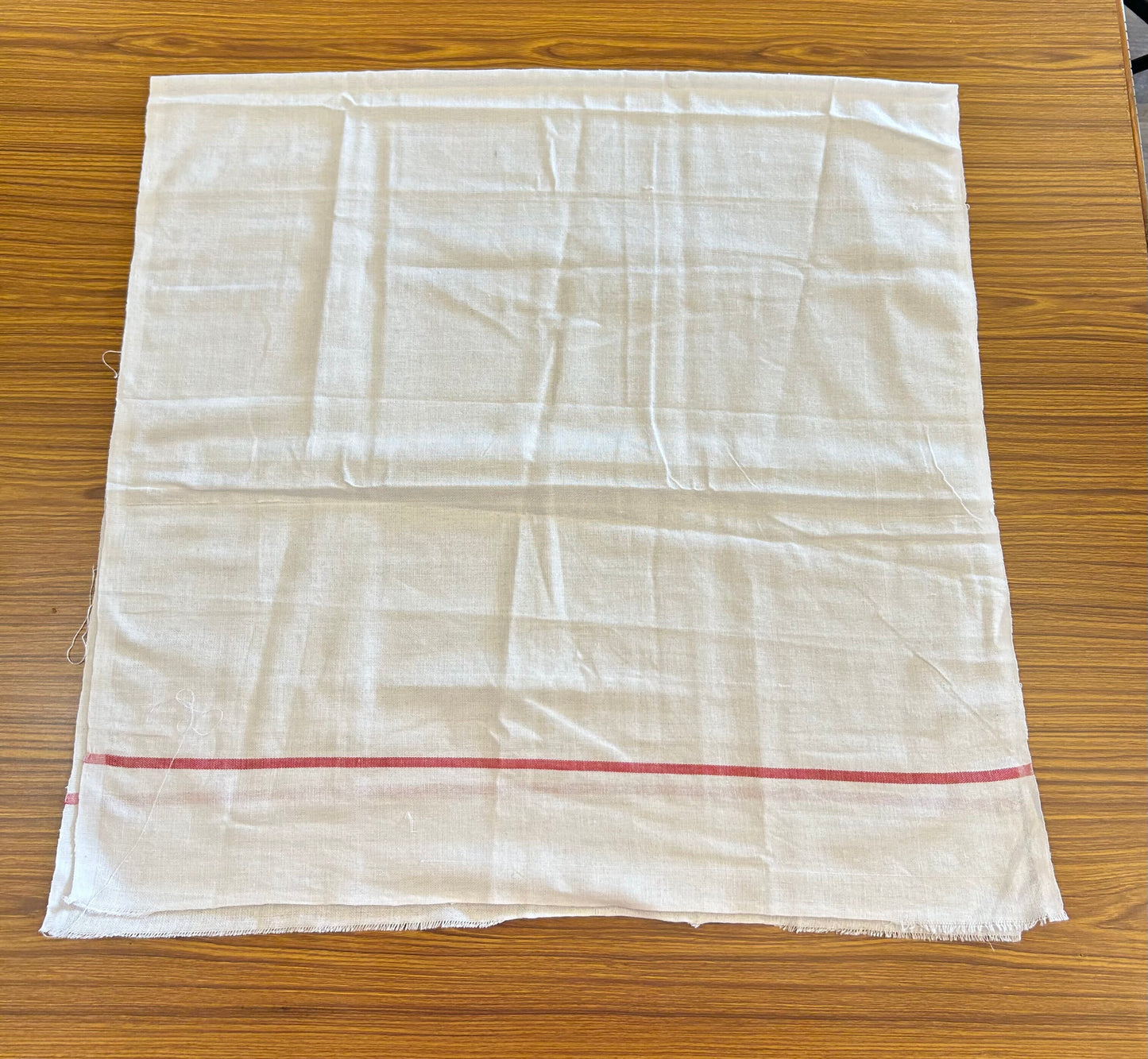 Kaitharikada - Handloom Pure Cotton Kerala Towel - Thorthu - White Body & Red Kara - 2 KK51200 KAL