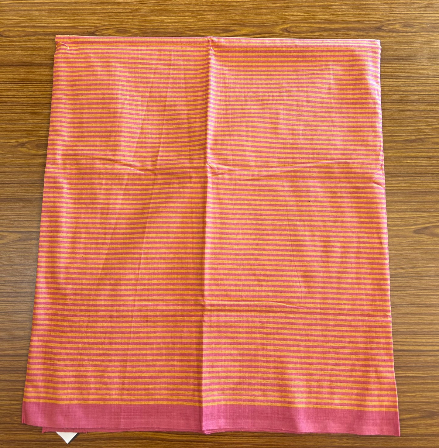 Handloom Bedsheet -  Pure Cotton - 10% Discount !! Kaitharikada - Pink & Yellow Striped Colour Body - 1 KK3000 KAL