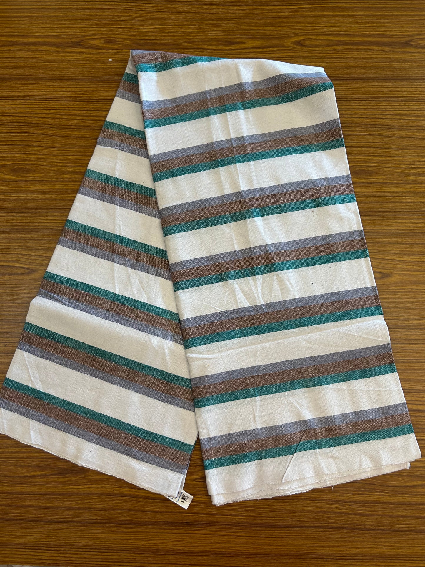 Handloom Bedsheet -  Pure Cotton - 10% Discount !! Kaitharikada - Green Brown & Ash Grey Striped Colour Body - 3 KK3000 KAL