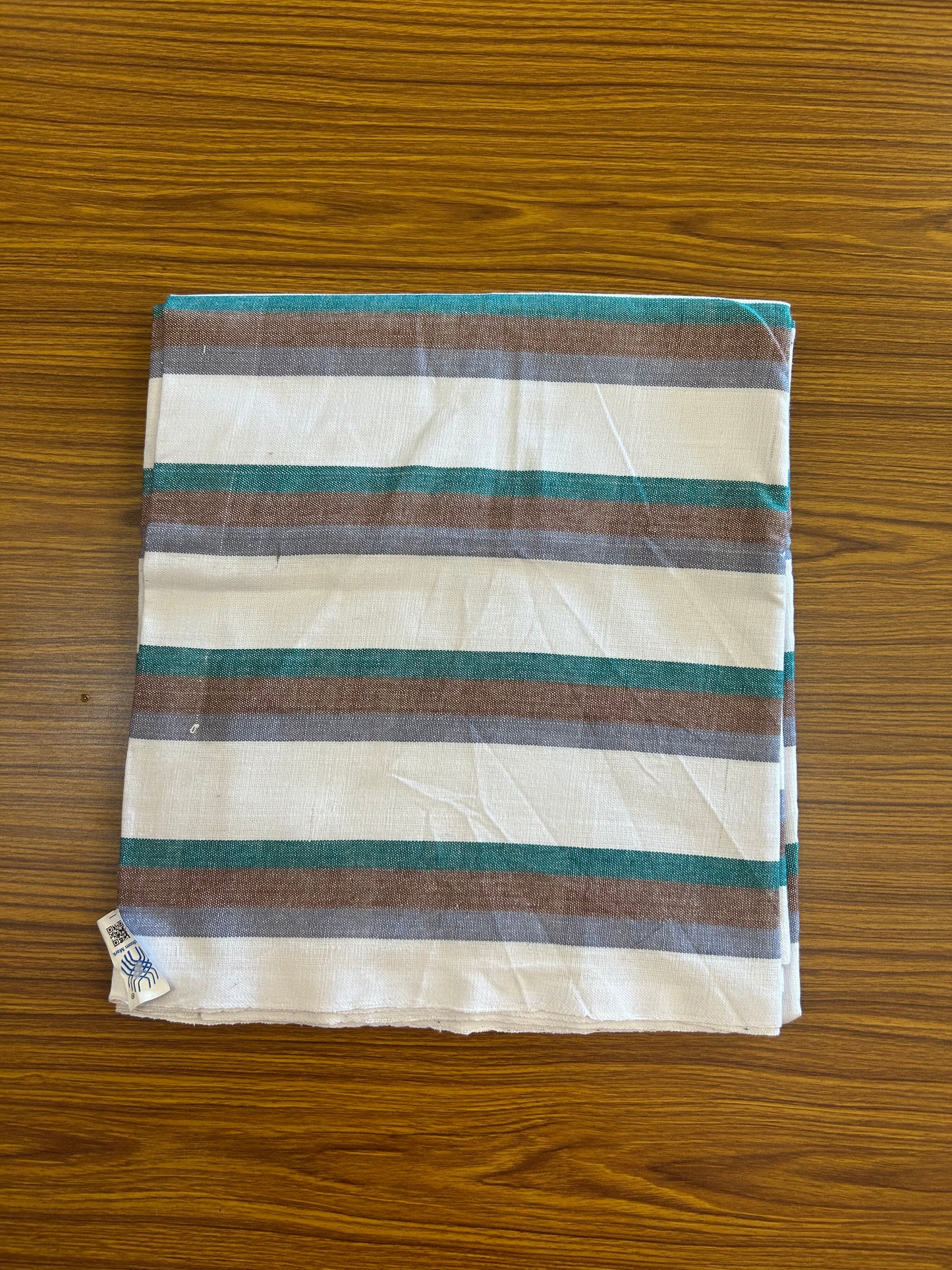 Handloom Bedsheet -  Pure Cotton - 10% Discount !! Kaitharikada - Green Brown & Ash Grey Striped Colour Body - 3 KK3000 KAL