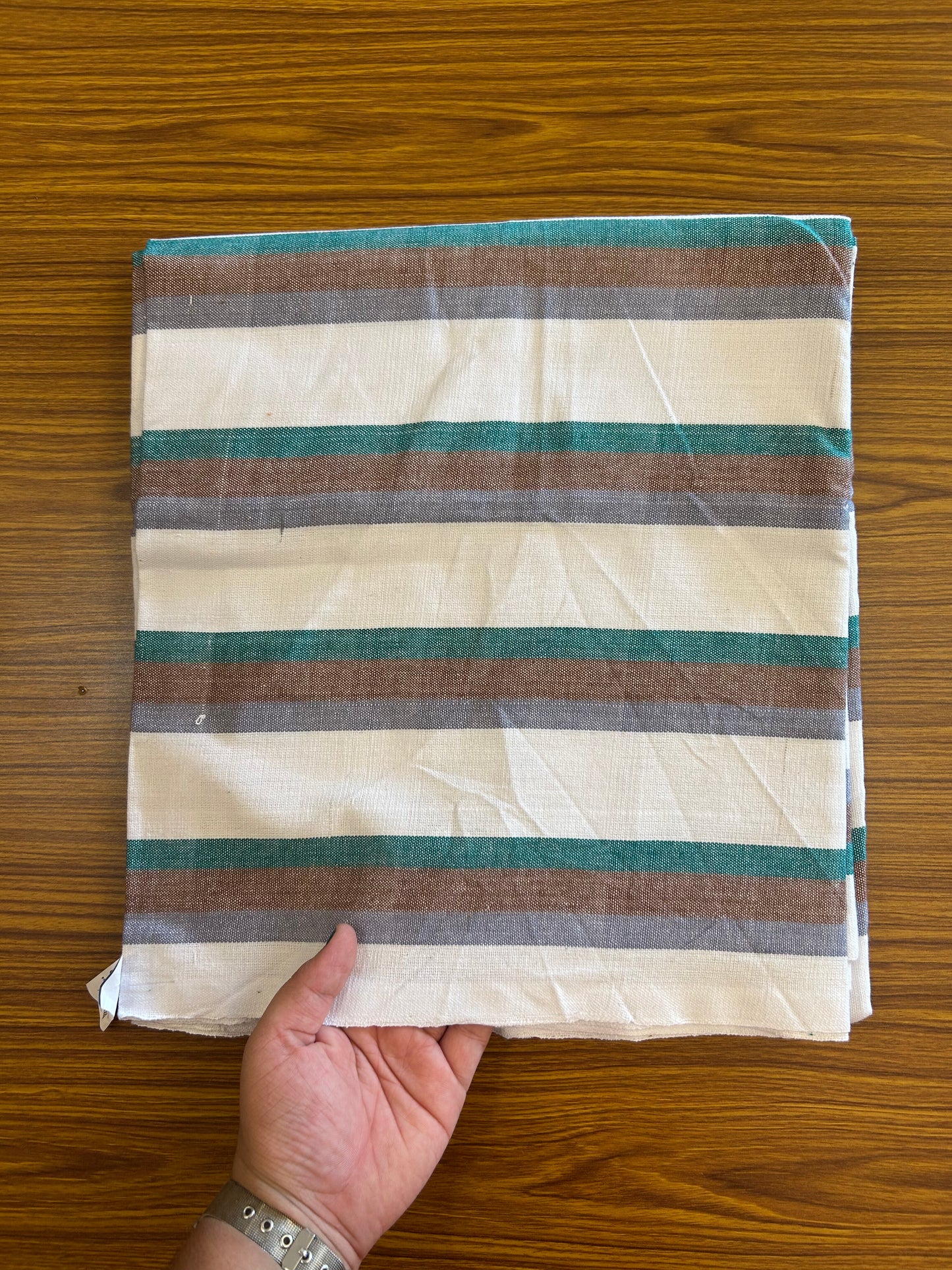 Handloom Bedsheet -  Pure Cotton - 10% Discount !! Kaitharikada - Green Brown & Ash Grey Striped Colour Body - 3 KK3000 KAL