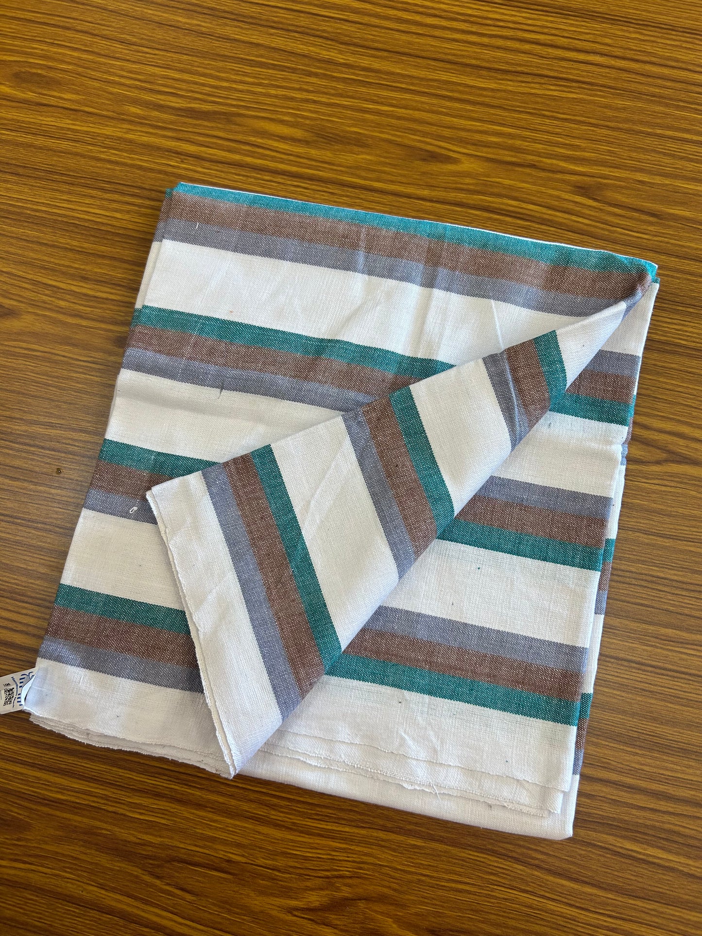 Handloom Bedsheet -  Pure Cotton - 10% Discount !! Kaitharikada - Green Brown & Ash Grey Striped Colour Body - 3 KK3000 KAL