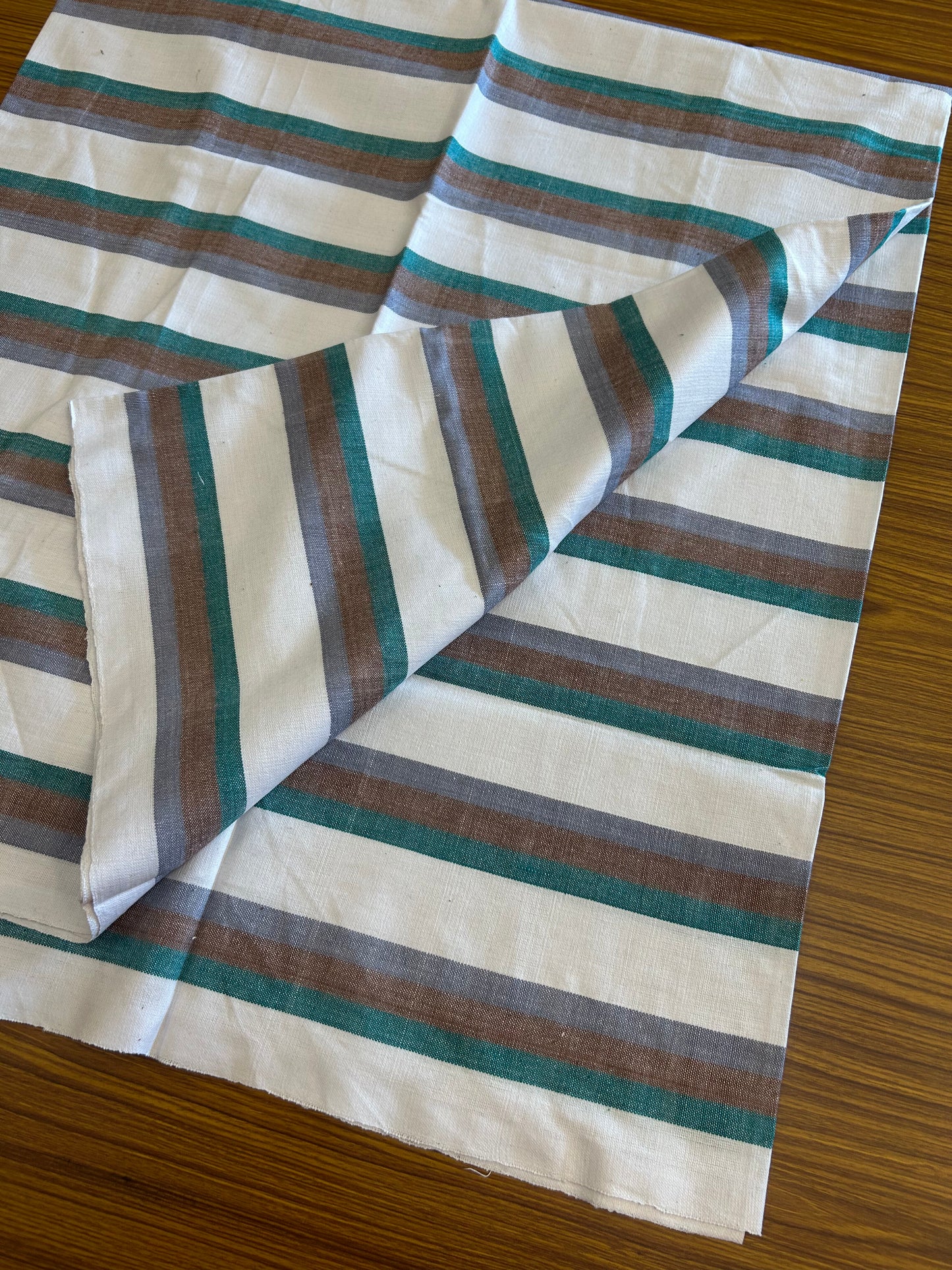 Handloom Bedsheet -  Pure Cotton - 10% Discount !! Kaitharikada - Green Brown & Ash Grey Striped Colour Body - 3 KK3000 KAL