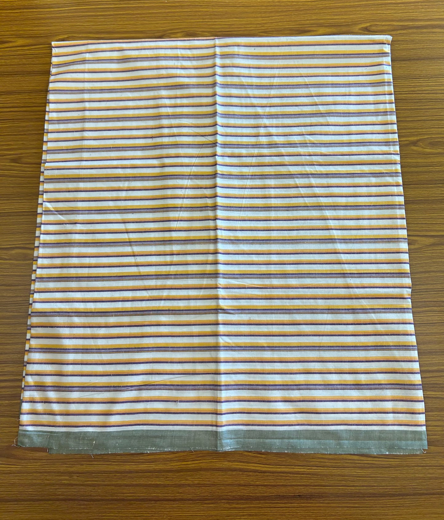 Handloom Bedsheet -  Pure Cotton - 10% Discount !! Kaitharikada - Yellow & Violet Striped Colour Body - 5 KK3000 KAL