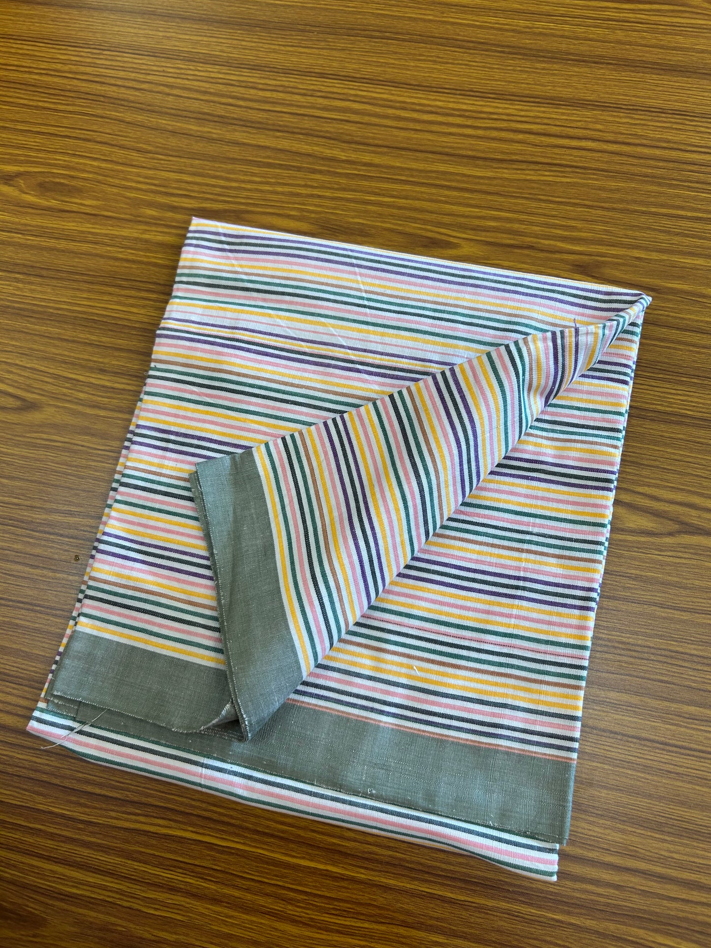 Handloom Bedsheet -  Pure Cotton - 10% Discount !! Kaitharikada - Multi Colour Striped Body - 6 KK3000 KAL