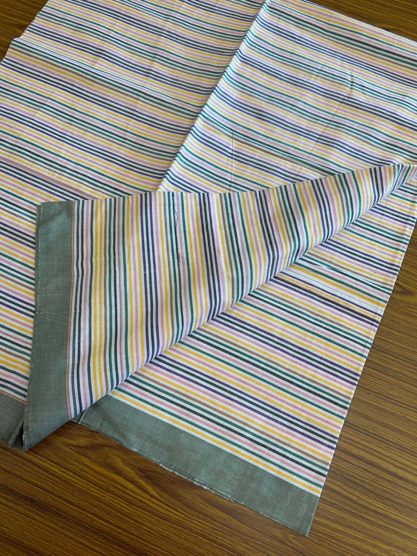 Handloom Bedsheet -  Pure Cotton - 10% Discount !! Kaitharikada - Multi Colour Striped Body - 6 KK3000 KAL