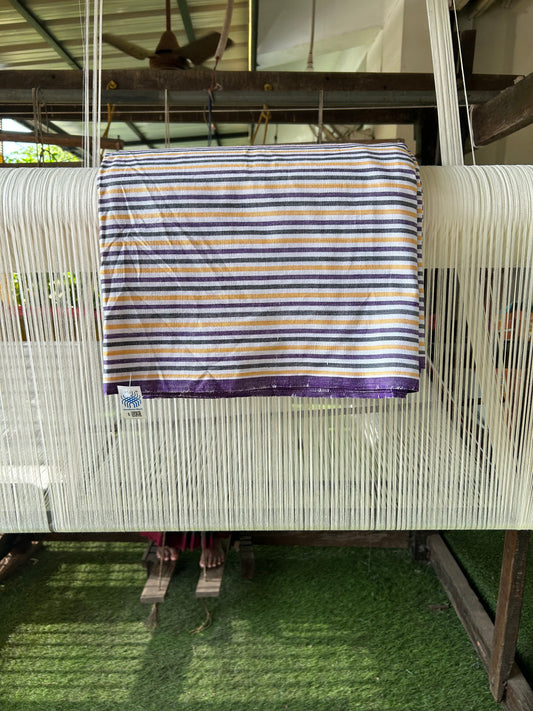 Handloom Bedsheet -  Pure Cotton - 10% Discount !! Kaitharikada - Multi Colour Striped Body - 2 KK3000 KAL