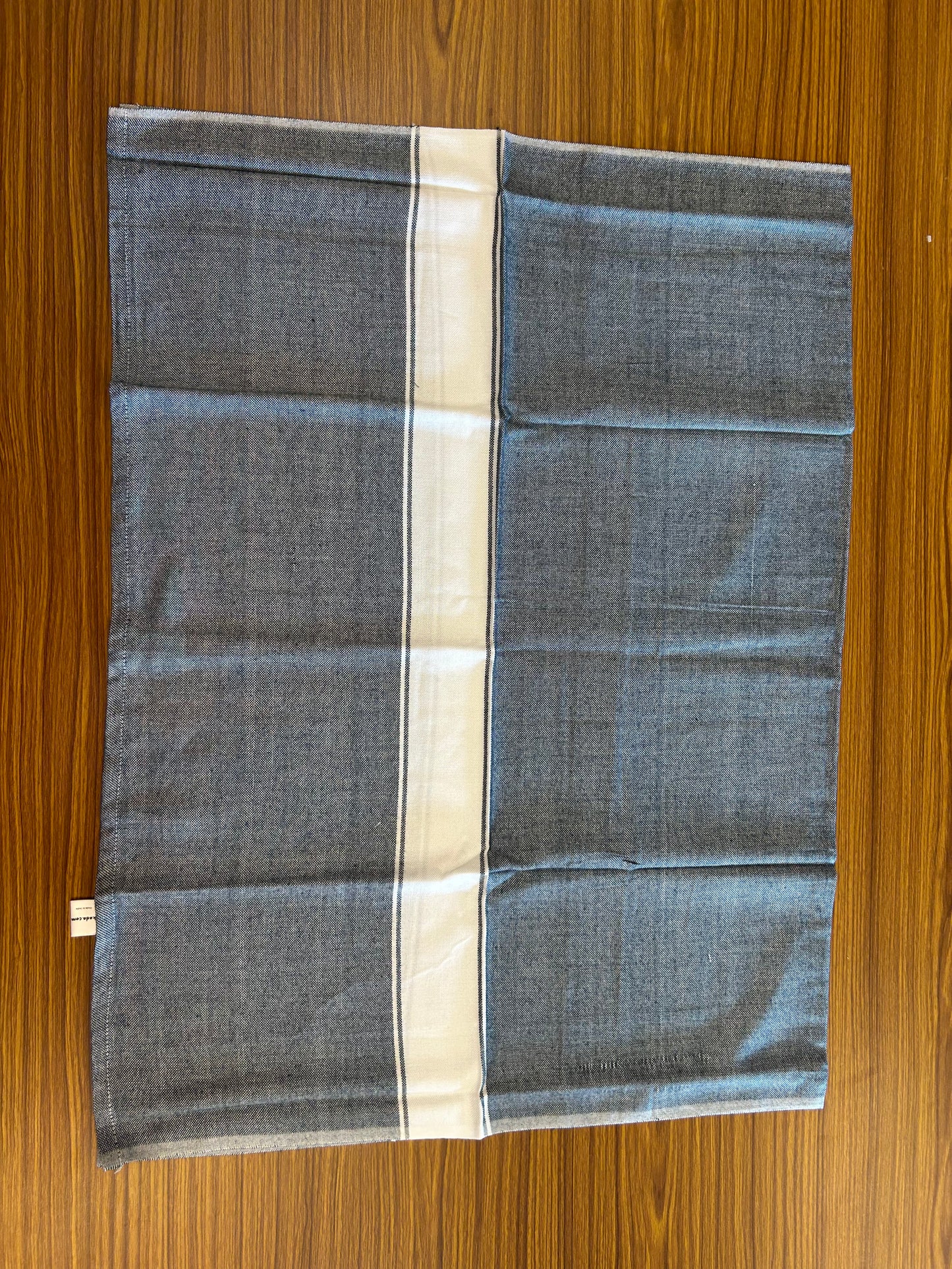 Bamboo Towel - Kaitharikada - 2.75 inch  Pure Bamboo - White Striped Border with Peacock Blue Colour Body - 1.61 X 79 cm - 1 KK51201 MR