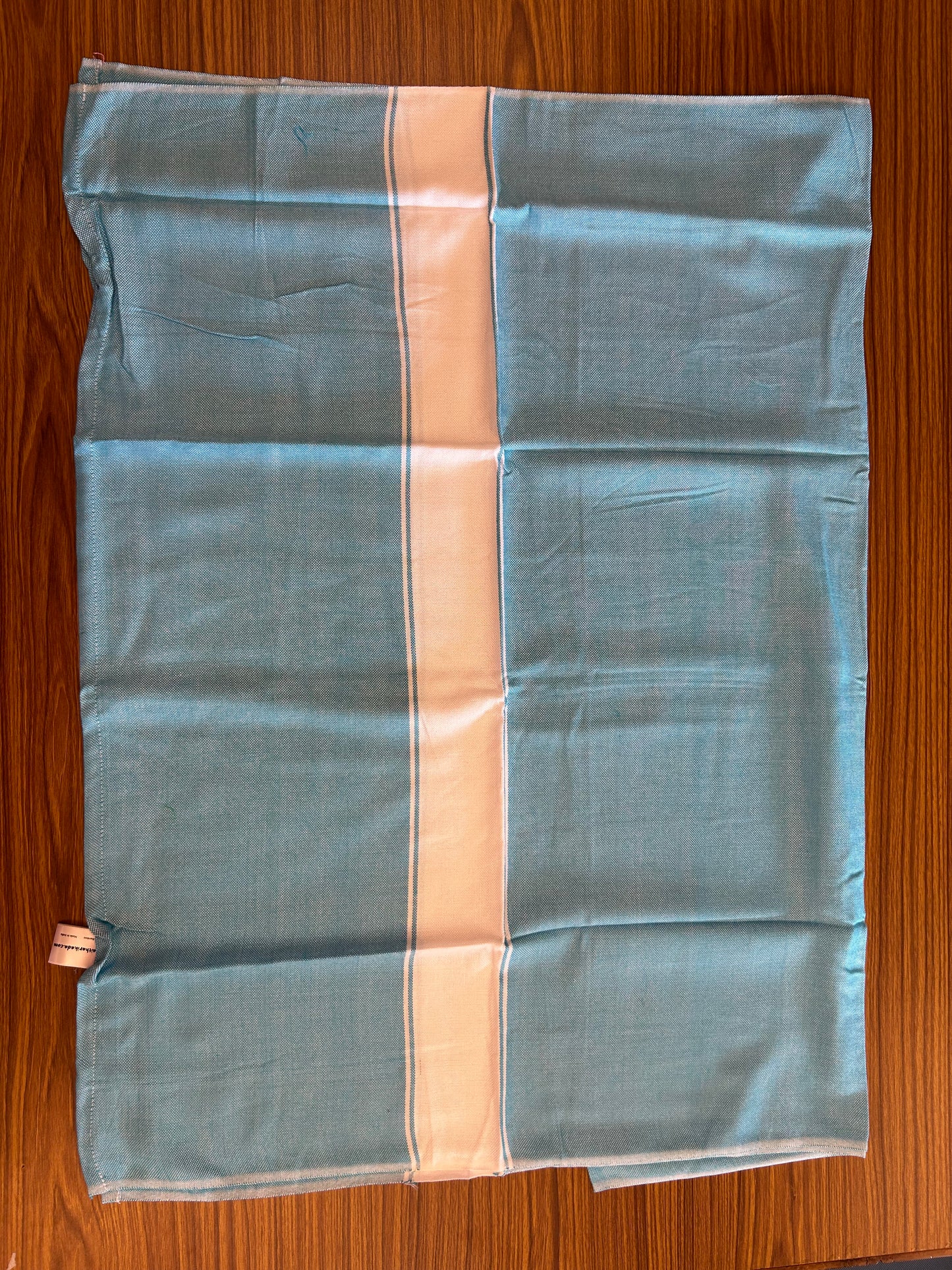 Bamboo Towel - Kaitharikada - 2.75 inch  Pure Bamboo - White Striped Border with Baby Blue Colour Body - 1.61 X 79 cm - 2 KK51201 MR