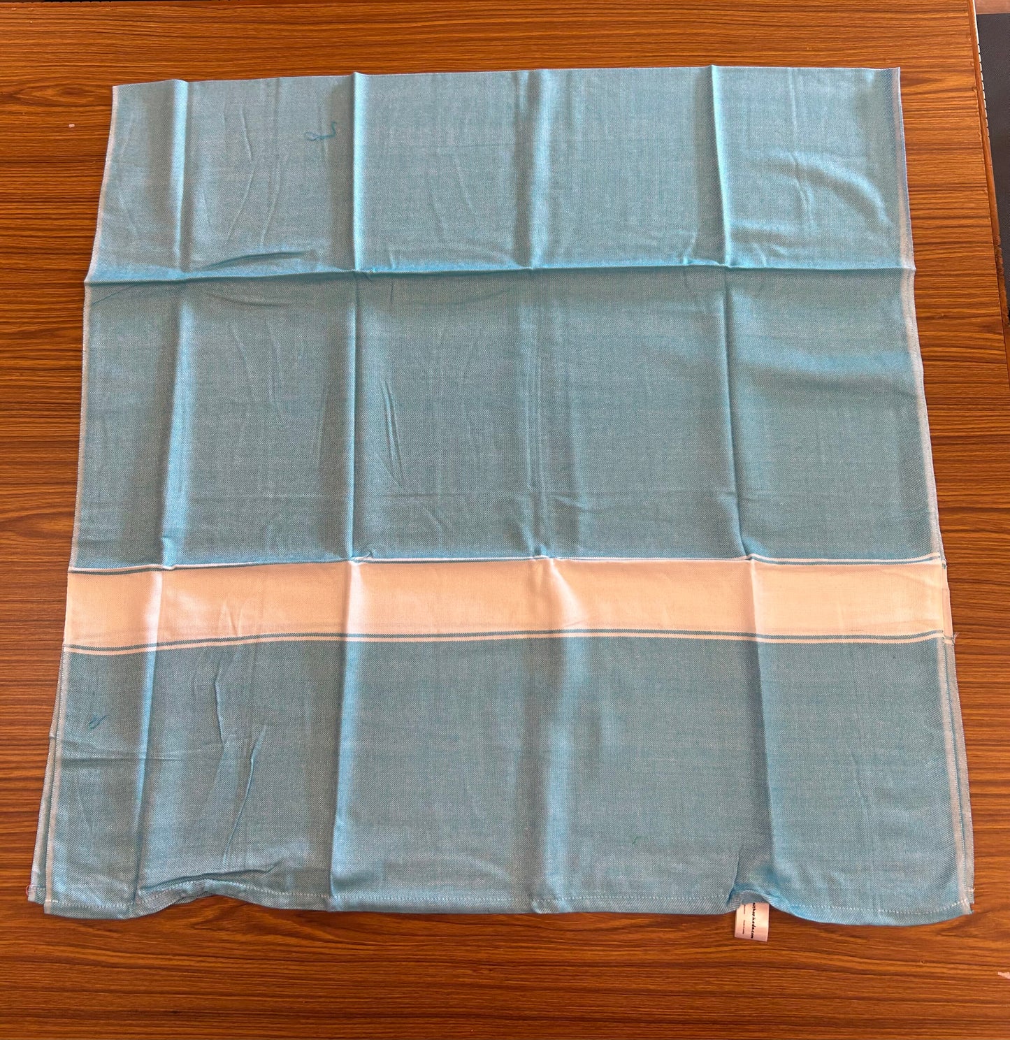 Bamboo Towel - Kaitharikada - 2.75 inch  Pure Bamboo - White Striped Border with Baby Blue Colour Body - 1.61 X 79 cm - 2 KK51201 MR