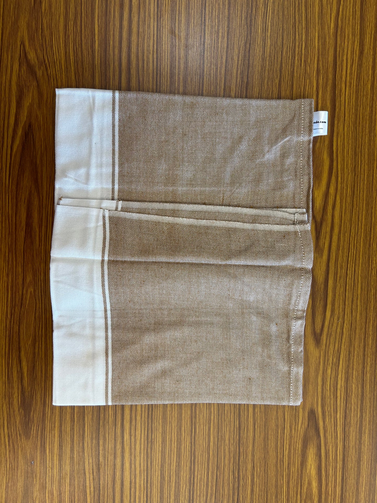 Bamboo Towel - Kaitharikada - 2.75 inch  Pure Bamboo - White Striped Border with Brown Colour Body - 1.61 X 79 cm - 3 KK51201 MR