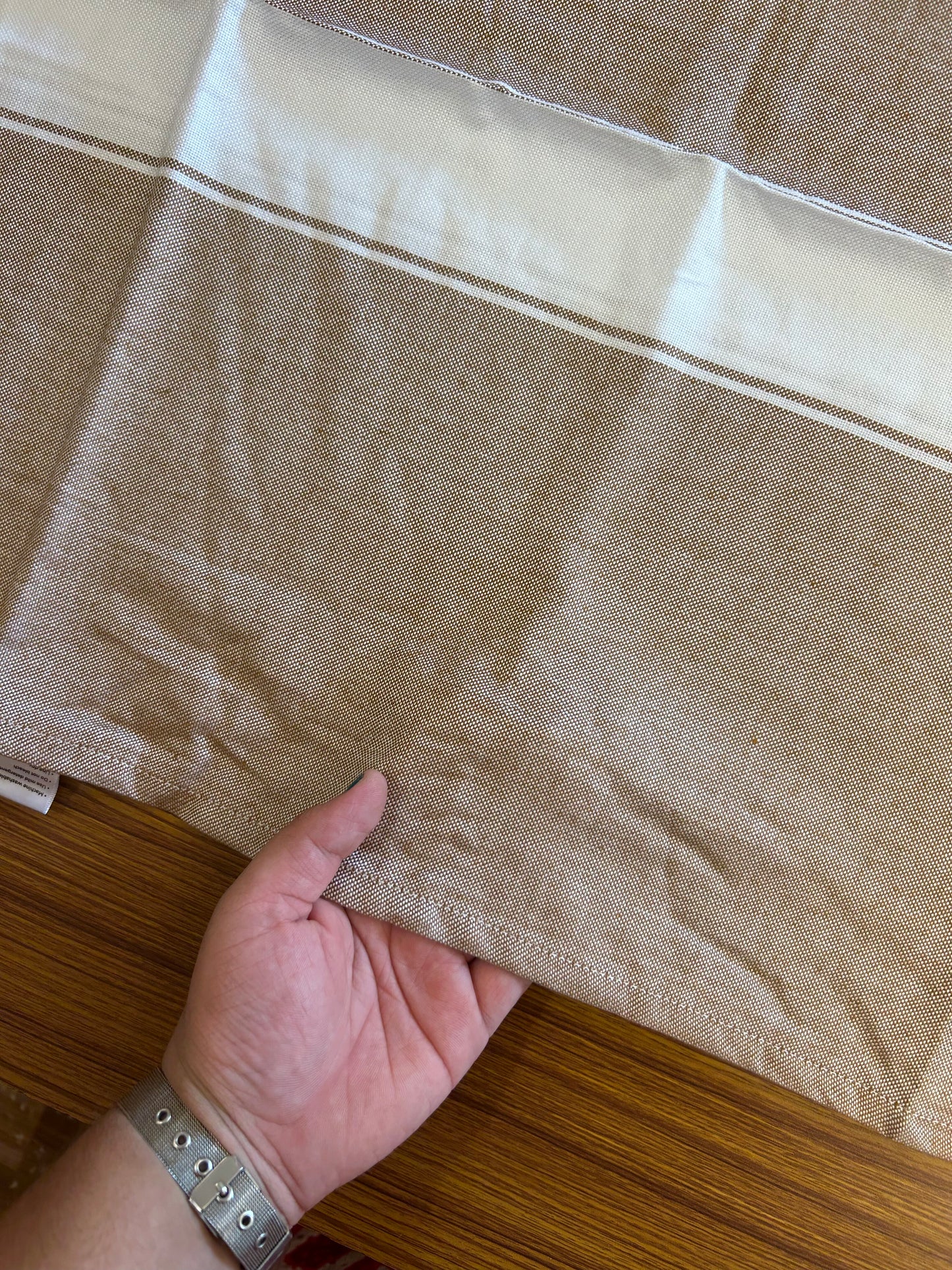 Bamboo Towel - Kaitharikada - 2.75 inch  Pure Bamboo - White Striped Border with Brown Colour Body - 1.61 X 79 cm - 3 KK51201 MR