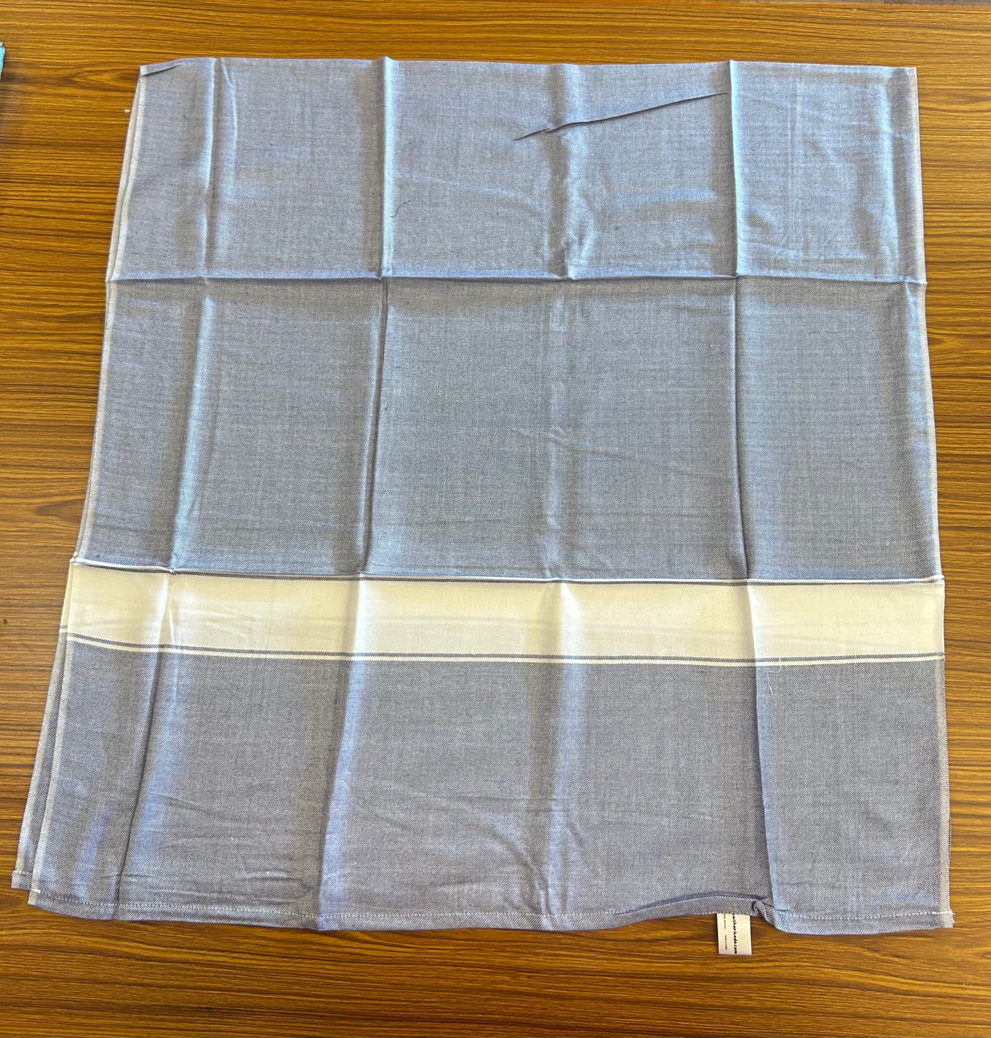 Bamboo Towel - Kaitharikada - 2.75 inch  Pure Bamboo - White Striped Border with Lavender Blue Colour Body - 1.61 X 79 cm - 5 KK51201 MR