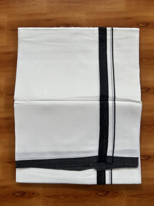 Double Pure White Mundu/Dothi - 20% Discount ! Kaitharikada Balaramapuram Cotton - 60s - 0.75 Inch Navy Blue Kara 3.90 mtr (8 muzham) - 29 KK5437 VAS