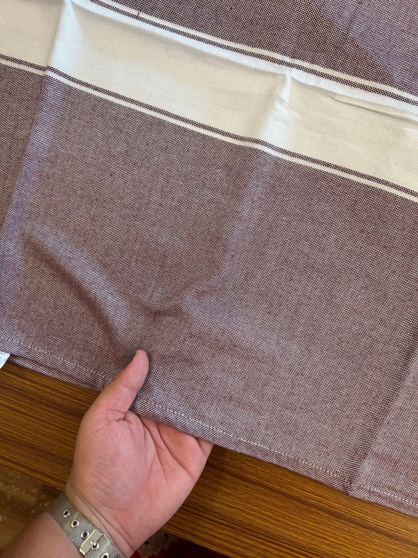 Bamboo Towel - Kaitharikada - 2.75 inch  Pure Bamboo - White Striped Border with Dark Maroon Colour Body - 1.61 X 79 cm - 8 KK51201 MR