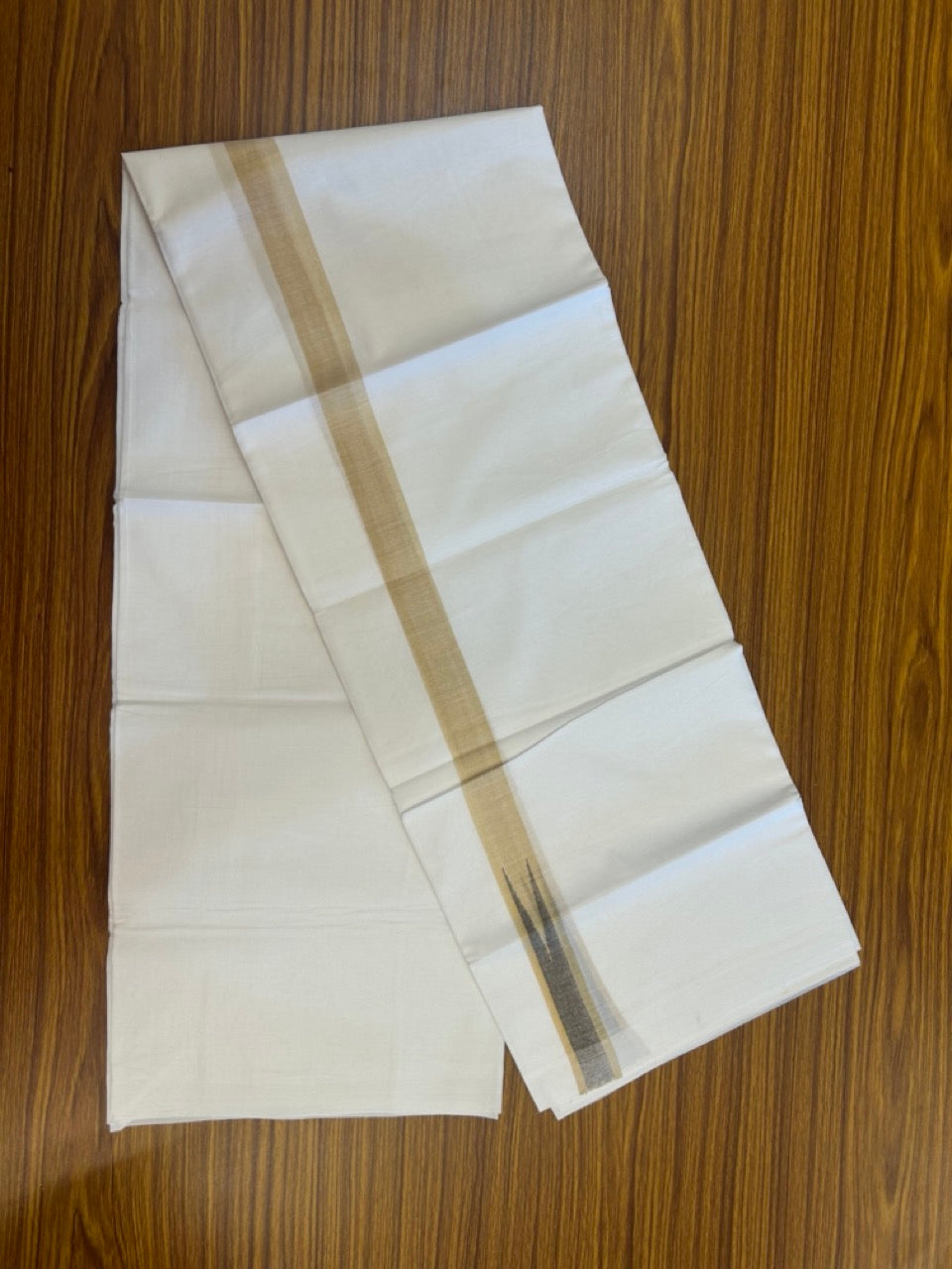 20% Discount ! Kaitharikada Balaramapuram 100% Cotton Pure White Double Mundu/Dothi - 100x80 - 1.25 inch Puliyilakkara Gold Kasav & Blue Chutty Kara  3.90 mtr (8 muzham) - 1 KK5291 VAS