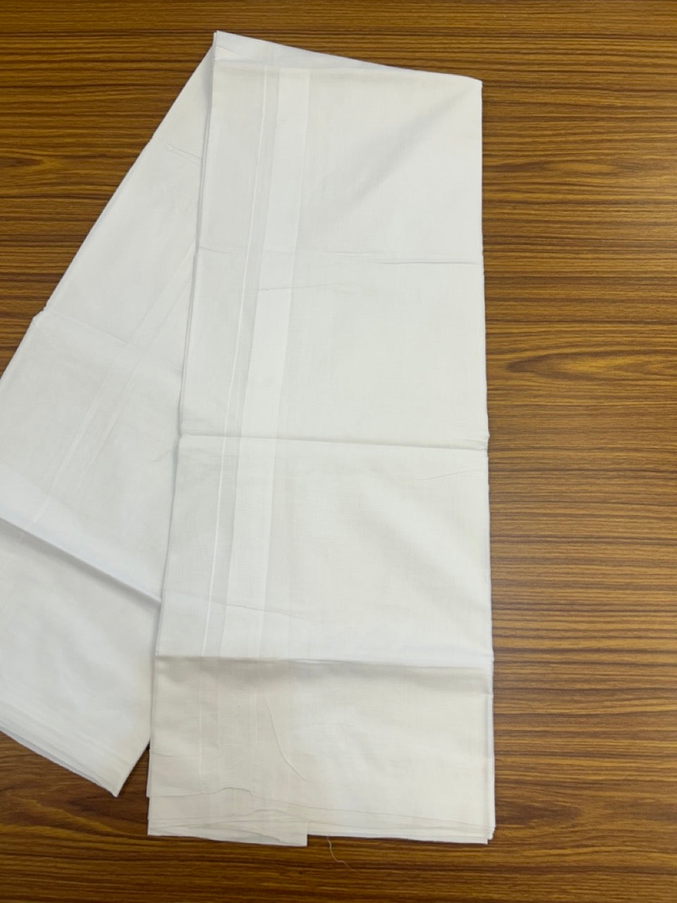 20% DISCOUNT! KaithariKada Balaramapuram 100% Cotton Double pure white - Mundu/Dhoti - 100x80 - 1 inch White Kara - 2 KK5291 PMC