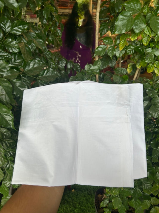 20% DISCOUNT! KaithariKada Balaramapuram 100% Cotton Double pure white - Mundu/Dhoti - 100x80 - 1 inch White Kara - 2 KK5291 PMC