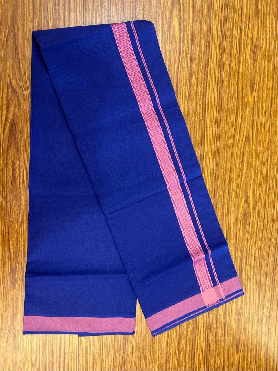 19% Discount!!! Kaitharikada - Single Kaily / Lungi - 1.25 inch Pink Pattern striped kara with Dark royal Blue colour body  (2 meter / 4 muzham) - 8 KK8038 GAN