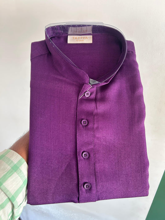 Short Kurtha Mixed cotton - Full Sleeve - KaithariKada - purple Colour Body - 10 KK9000 DTF