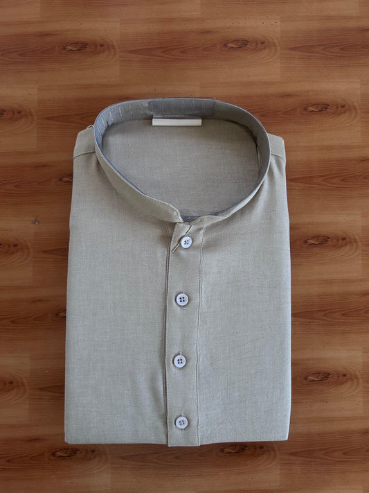 Short Kurtha Mixed cotton - Full Sleeve - KaithariKada - Sand Brown Colour Body - 9 KK9000 DTF