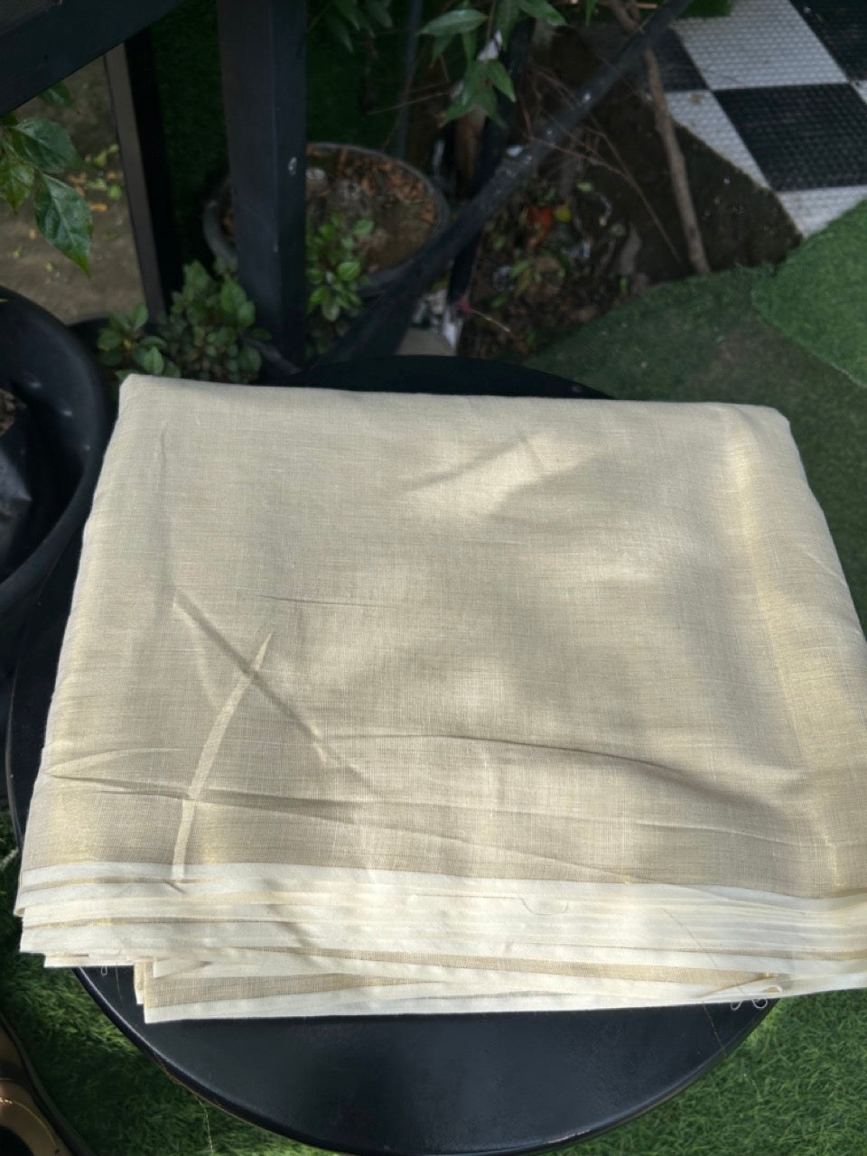 Shirt Material Kaitharikada -  Tissue Cotton (72x80) - Light Kasav Tissue Shirt Material - 2.25x1.20(m) (₹ 279 Per meter) Cut Piece - 1 KK7010 GAN