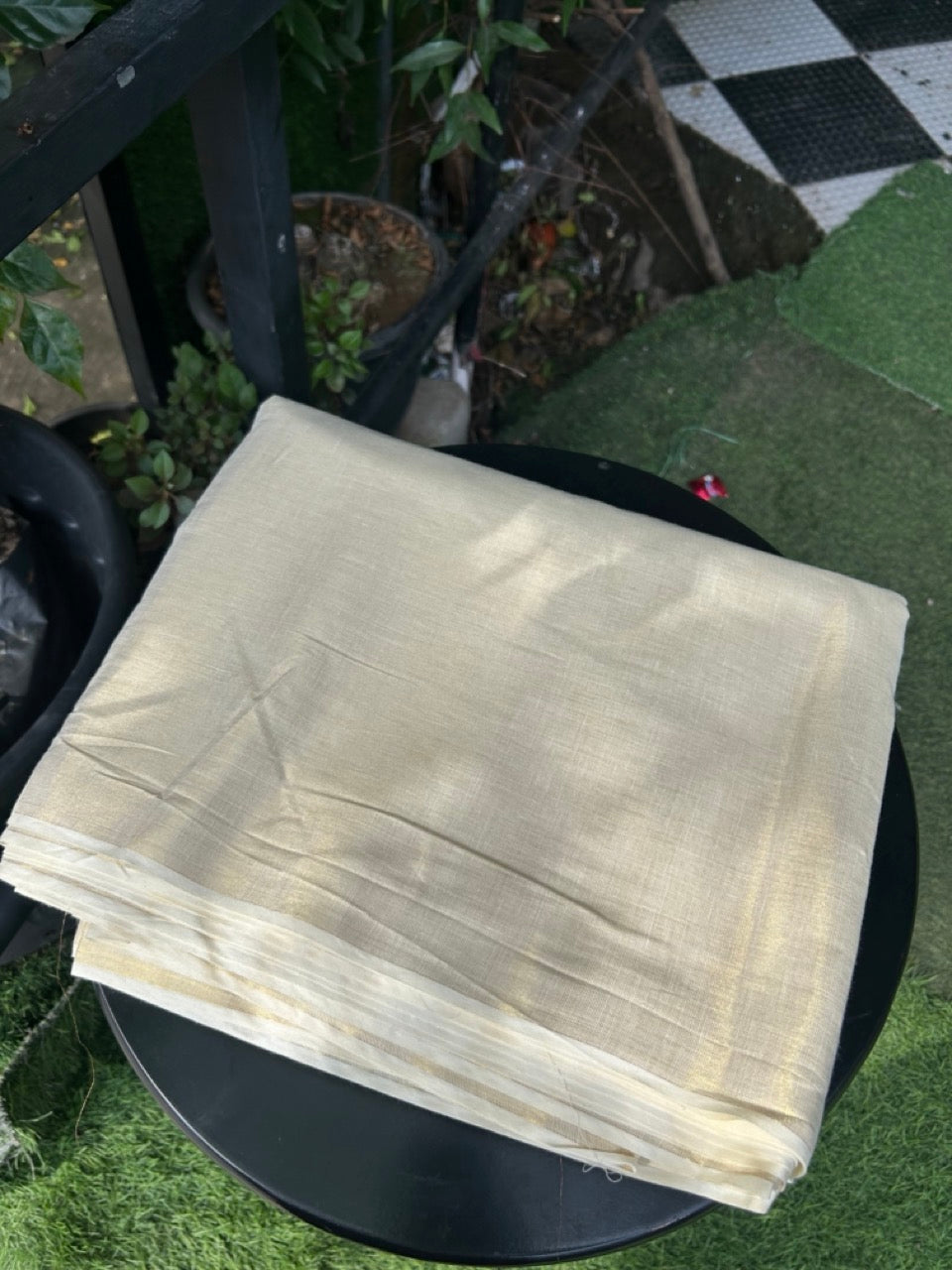 Shirt Material Kaitharikada -  Tissue Cotton (72x80) - Light Kasav Tissue Shirt Material - 2.25x1.20(m) (₹ 279 Per meter) Cut Piece - 1 KK7010 GAN